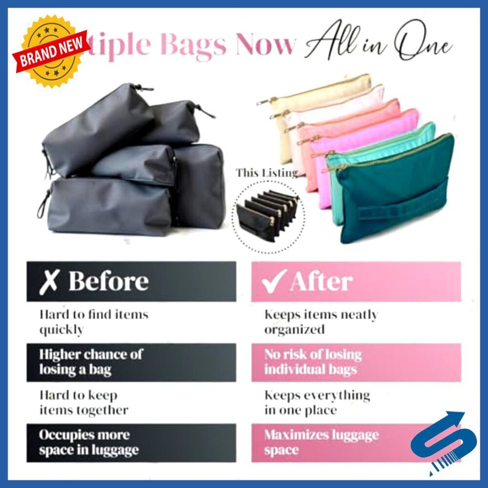 Accordion Travel Makeup Bag Large Capacity Cosmetic Organizer Compact Portable View 4